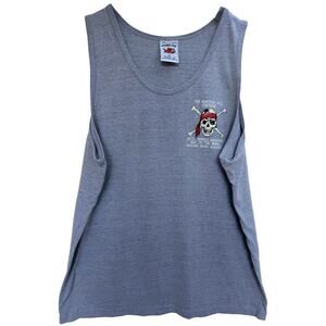 Pirana Joe Skull Graphic Tank Top Mens Large Gray Bahamas Pirate Sleeveless